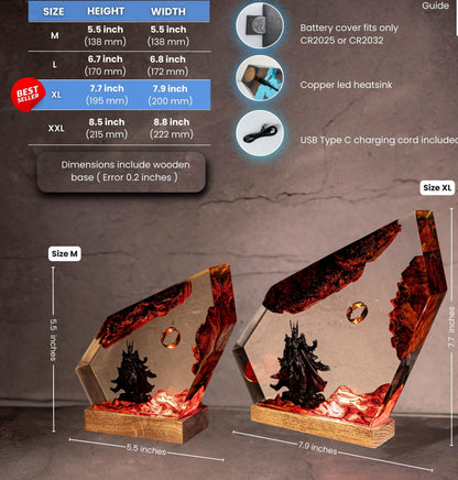 Ring of Flame Resin Lamp