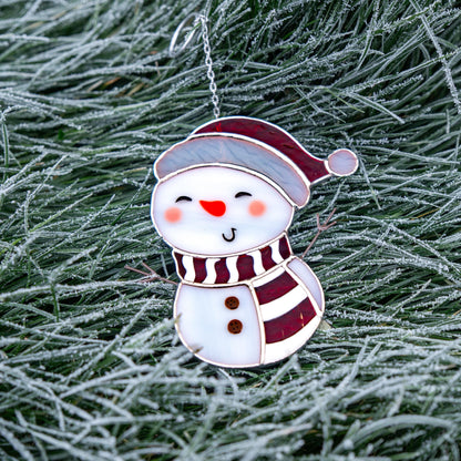 Snowman stained glass suncatcher Grandparents Christmas