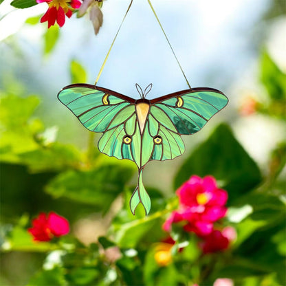 Luna moth stained resin window hangings