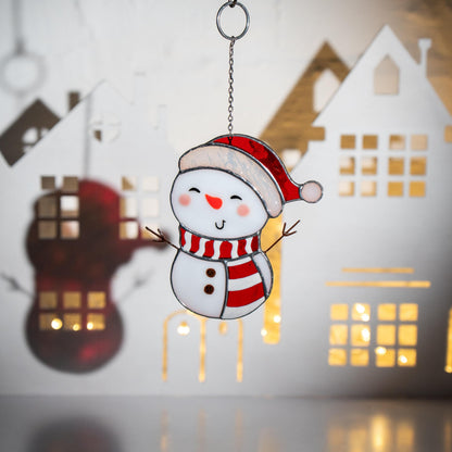 Snowman stained glass suncatcher Grandparents Christmas
