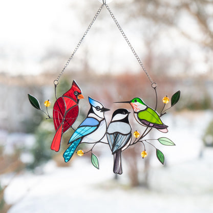 Cardinal stained glass window hangings
