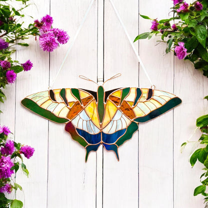 Yellow swallowtail butterfly stained resin window hangings