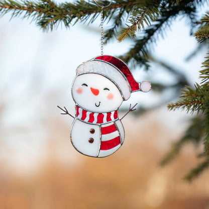 Snowman stained glass suncatcher Grandparents Christmas