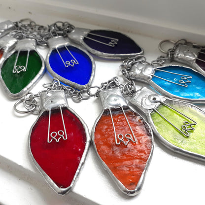 Christmas Lights Suncatcher, Stained Glass Christmas Ornaments