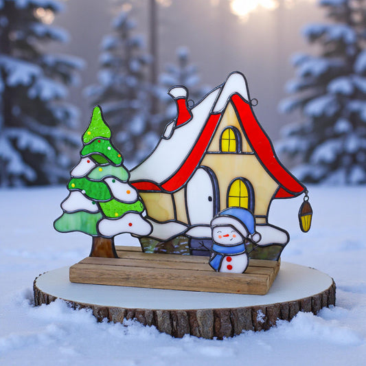 Stained Resin Christmas Village Set