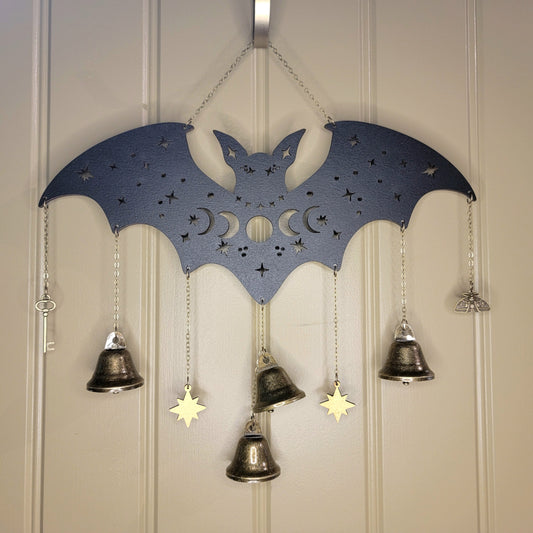 Bat Witch Bells wood wall decor hanging