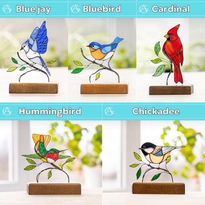 Custom stained glass hummingbird panel