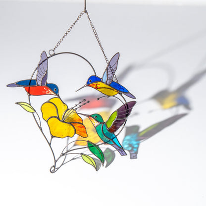Stained glass hummingbird suncatcher