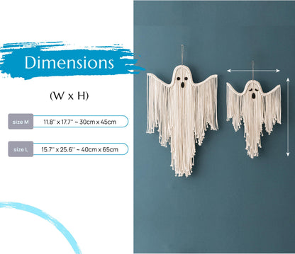 Macrame Ghost, Spooky Wall Art