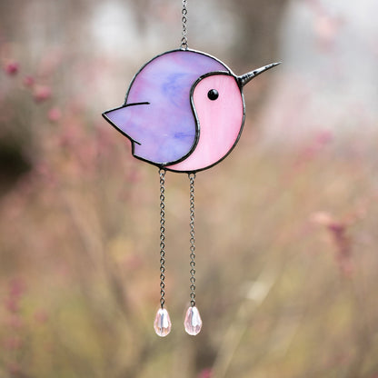 Stained glass art Hummingbird light catcher