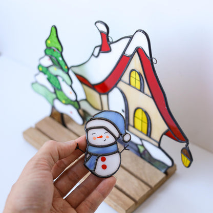 Stained Resin Christmas Village Set