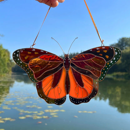 Monarch butterfly stained resin window hangings