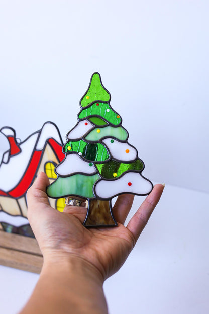 Stained Resin Christmas Village Set
