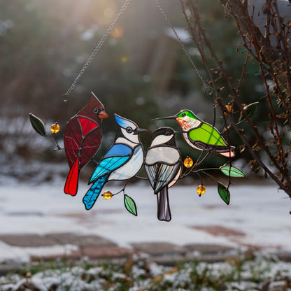 Cardinal stained glass window hangings
