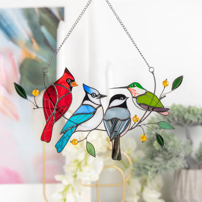 Cardinal stained glass window hangings