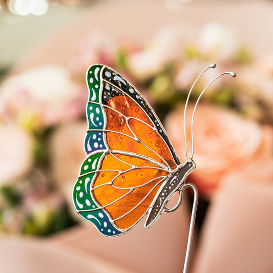 Stained Glass Butterfly Monarch Suncatcher