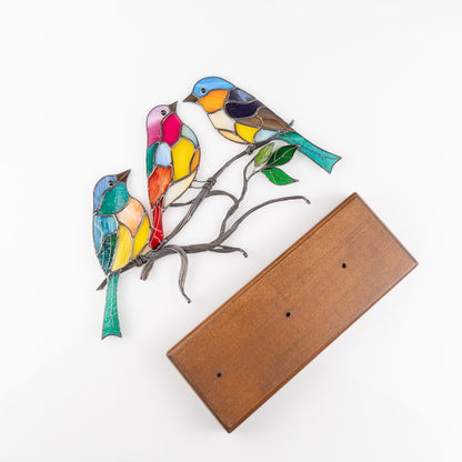 Stained glass birds Mom gifts Modern stained glass panel