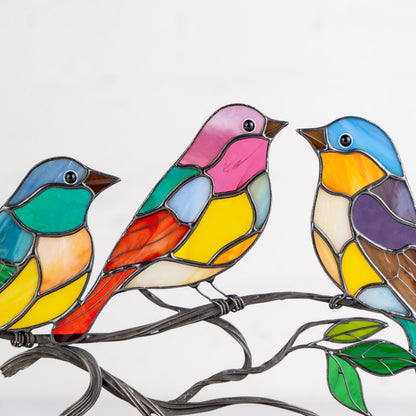 Stained glass birds Mom gifts Modern stained glass panel