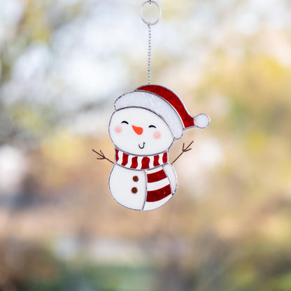 Snowman stained glass suncatcher Grandparents Christmas