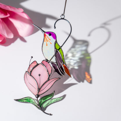 Flower stained glass window hangings