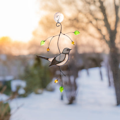 Mockingbird Modern stained glass window hangings