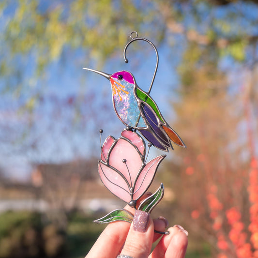 Flower stained glass window hangings