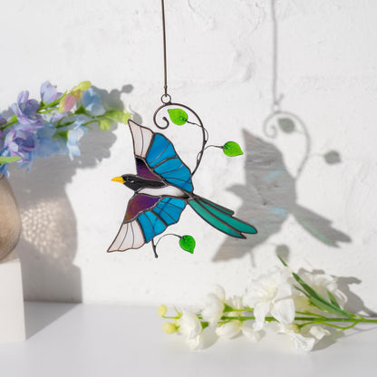 Magpie stained glass window hangings
