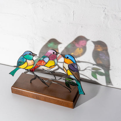 Stained glass birds Mom gifts Modern stained glass panel