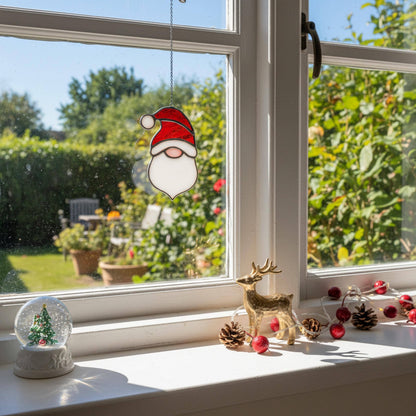Santa Claus stained glass suncatchers home decor