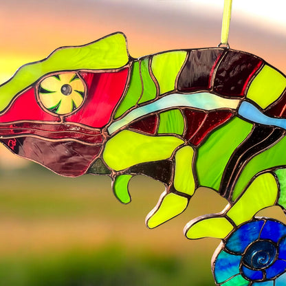Chameleon stained resin window hangings