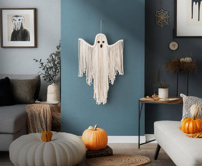 Macrame Ghost, Spooky Wall Art