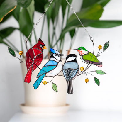Cardinal stained glass window hangings