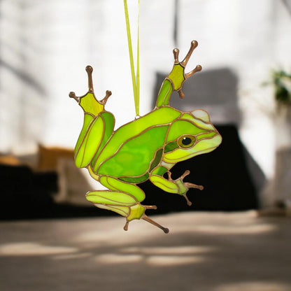 Frog stained resin window hangings