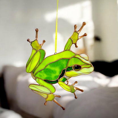 Frog stained resin window hangings