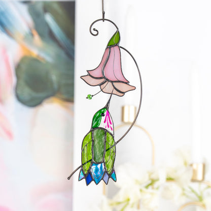 Hummingbird stained glass flower