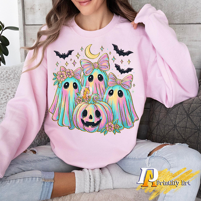 Iridescent Ghost Pumpkin Png, Coquette Spooky Season Shirt Design