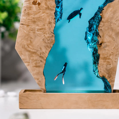 Custom SCUBA DIVER Resin Lamp