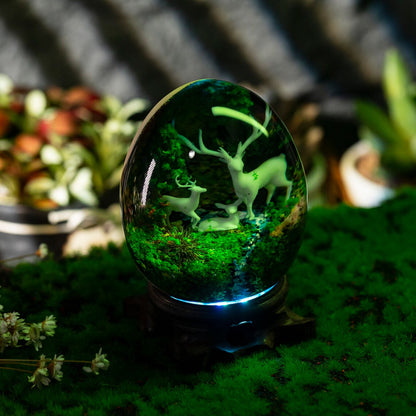 Deer and Landscape Resin Egg Lamp