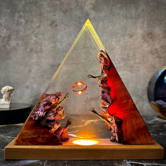 Lord of the Rings resin lamp,Epoxy and Wooden Night Light