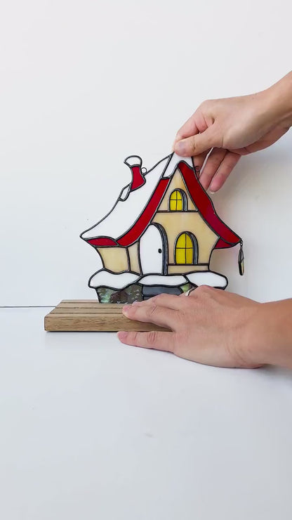 Stained Resin Christmas Village Set