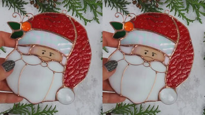 Santa Claus stained glass suncatchers home decor